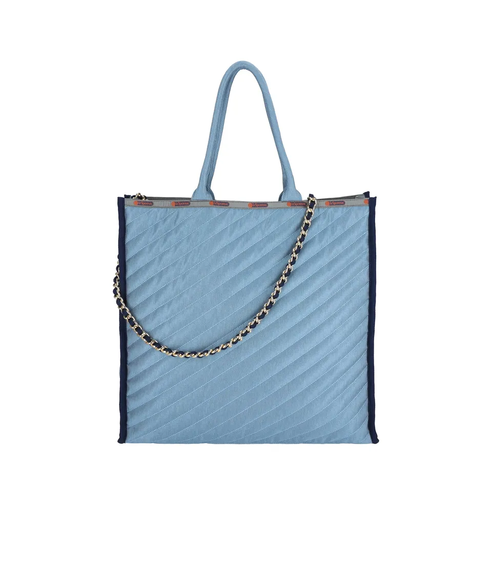 lesportsac-large-chain-quilt-tote-quilted-nylon-tote-with-detachable-chain-strap image 1