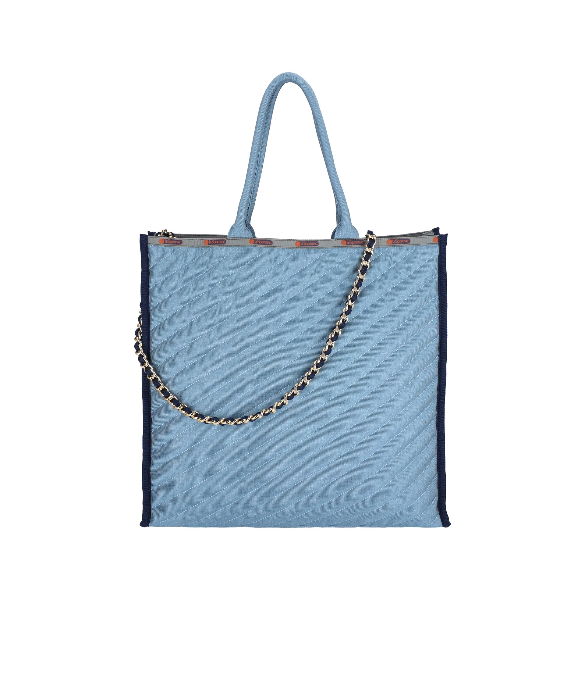 lesportsac-large-chain-quilt-tote-quilted-nylon-tote-with-detachable-chain-strap image 1