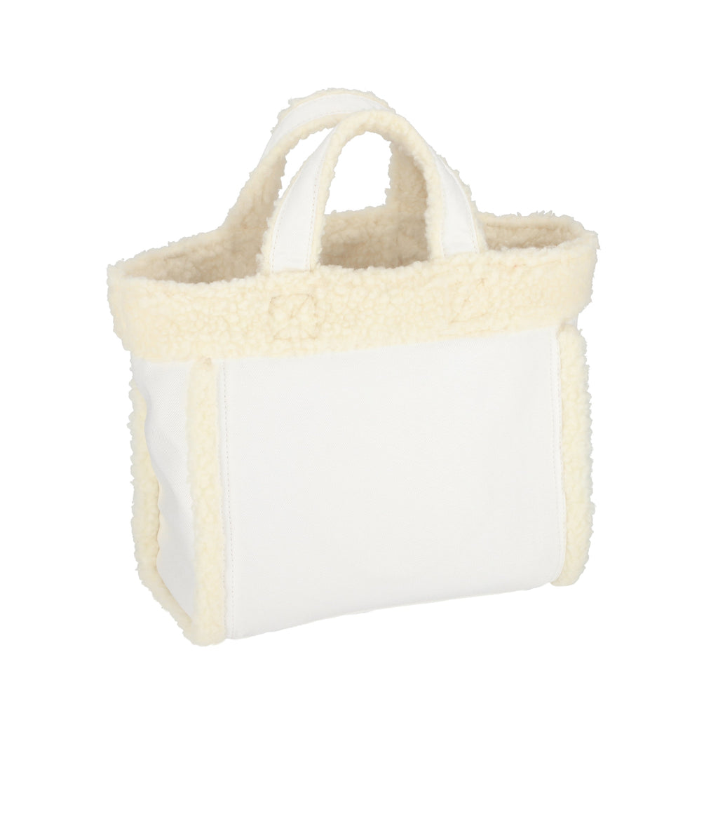 lesportsac-small-two-way-denim-tote-reversible-with-sherpa-fleece image 4