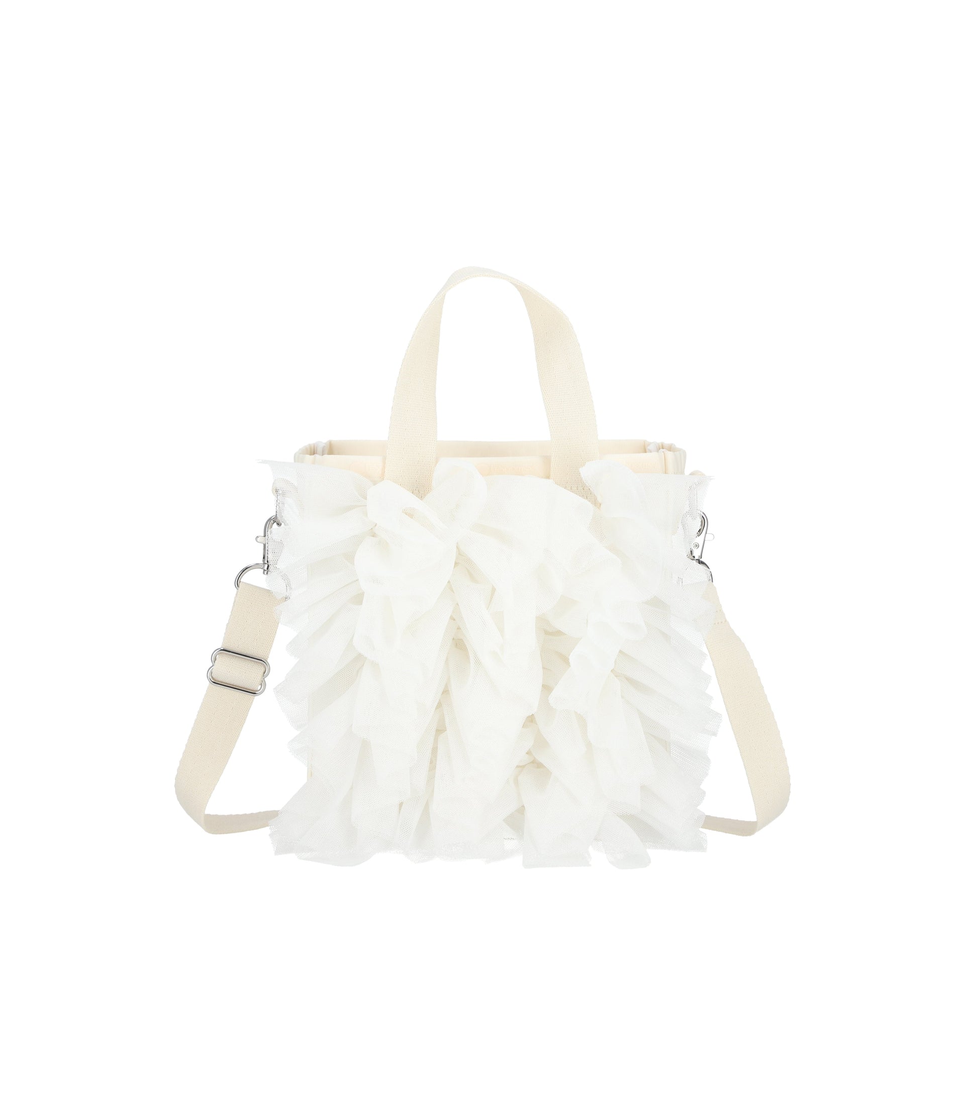 lesportsac-ruffle-mini-north-south-tote-with-ruffle-mesh-accent image 1