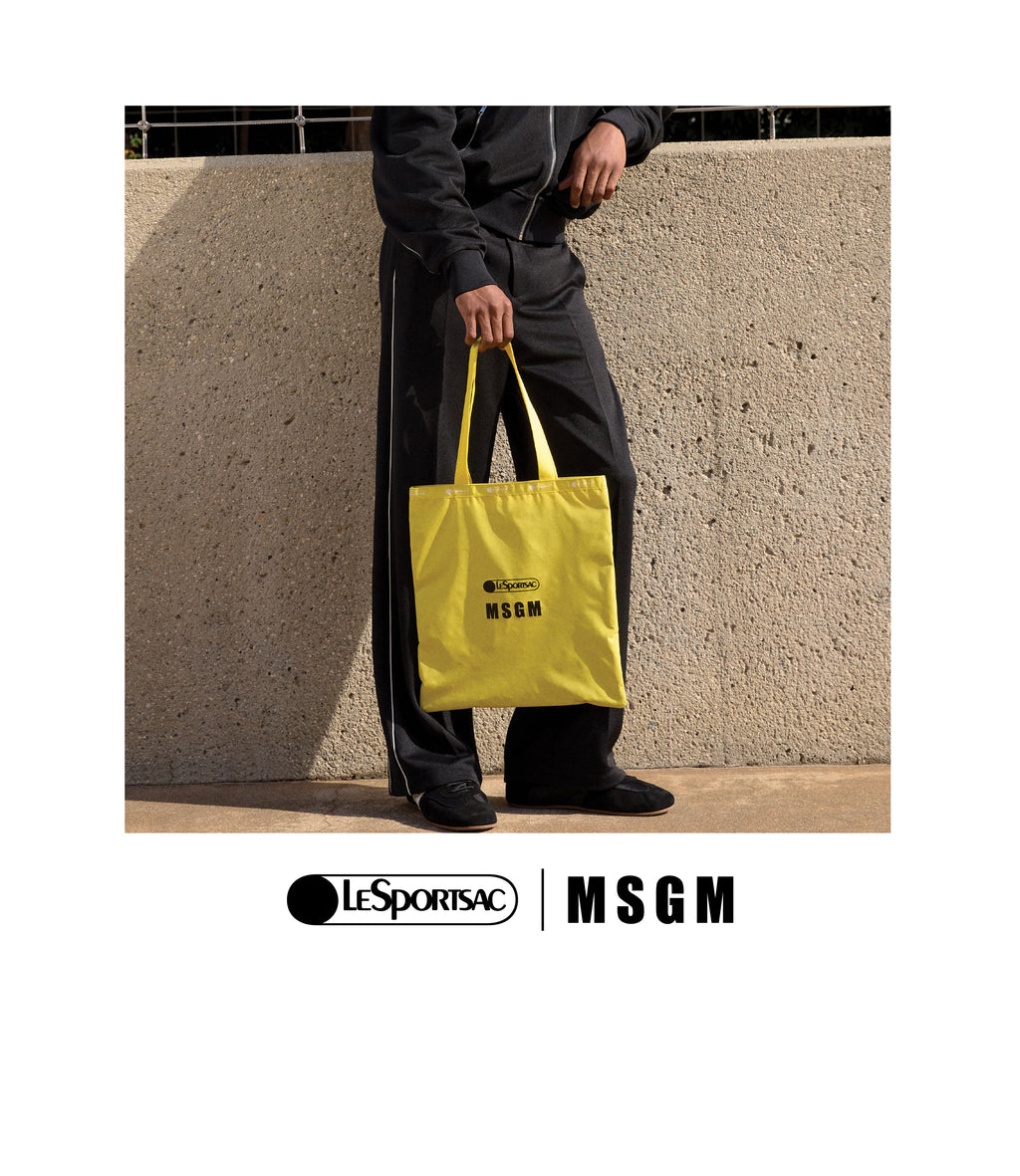 lesportsac-msgm-large-emerald-tote-with-bright-yellow-accent image 2
