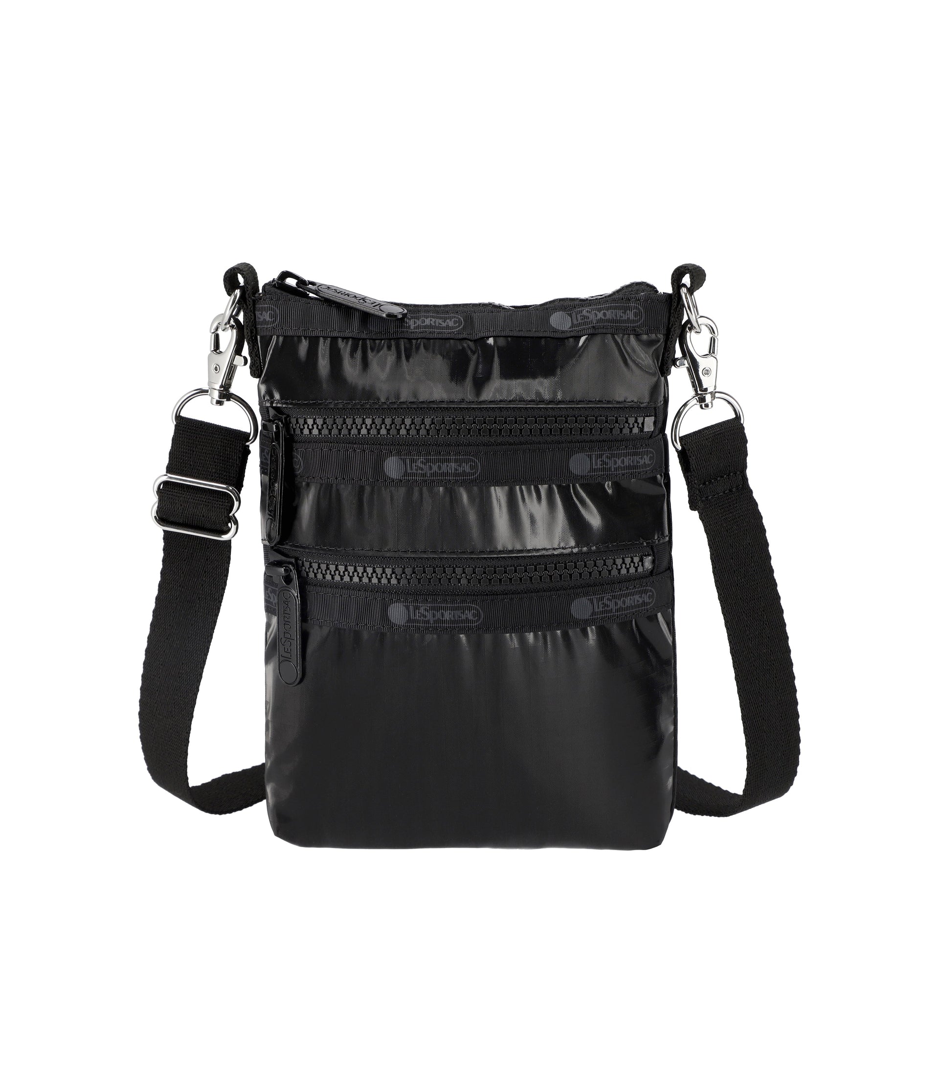 lesportsac-3-zip-crossbody-patent-finish-multiple-compartments-adjustable-strap image 1