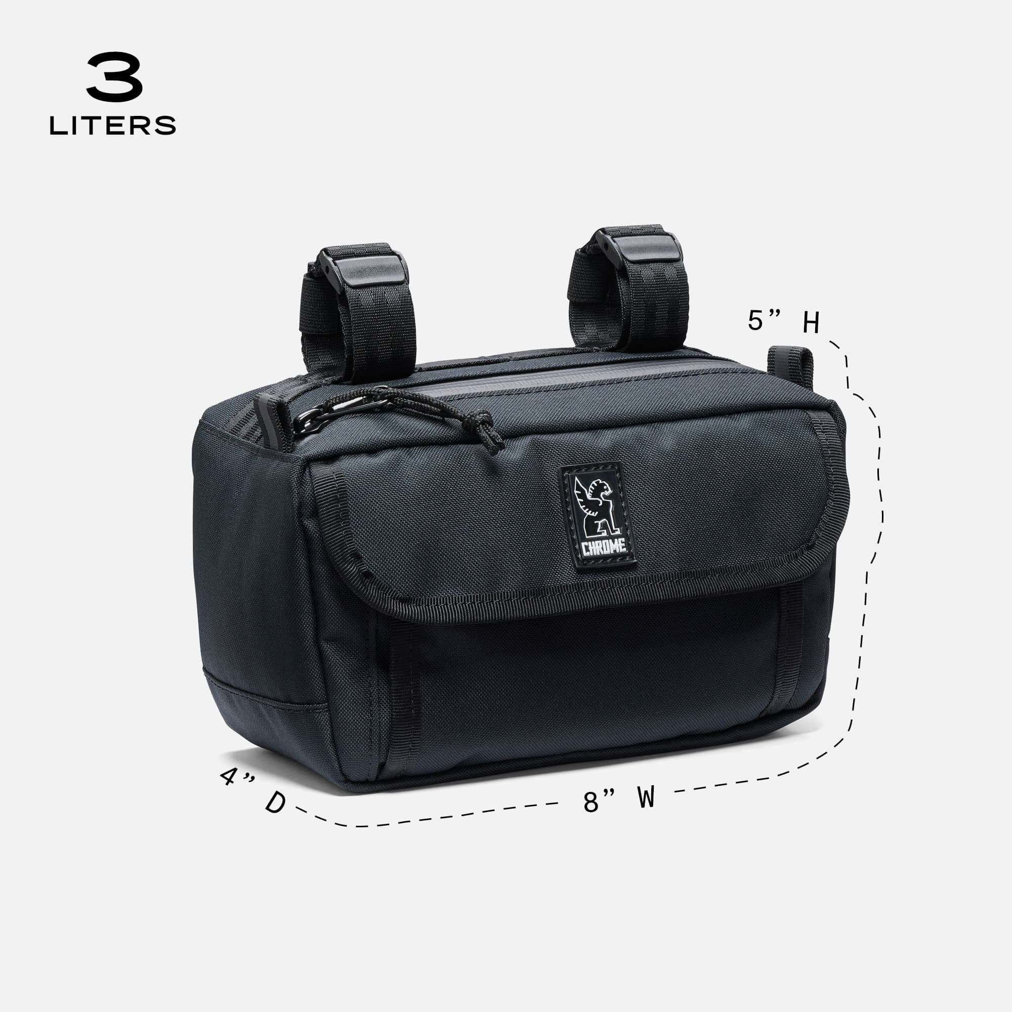 chrome-industries-holman-handlebar-bag-3l-bike-bag-with-one-hand-zipper-reflecti image 7